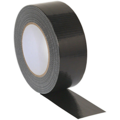 48mm x 50m BLACK Duct Tape Roll - EASY TEAR - High Tack Moisture Resistant Seal Loops