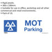 10x MOT PARKING Health & Safety Sign - Rigid Plastic 300 x 100mm Warning Plate Loops
