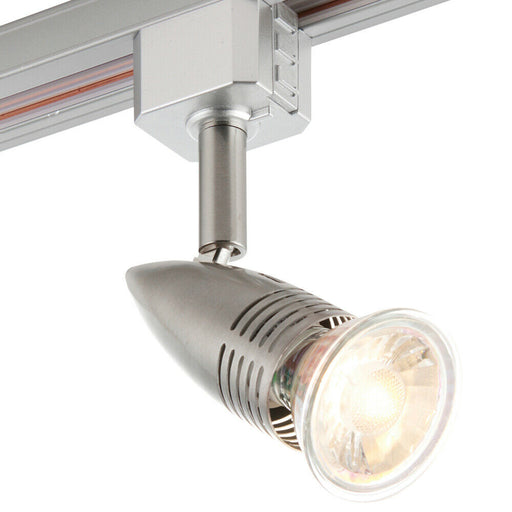Adjustable Ceiling Track Spotlight Satin Chrome Single 7W GU10 Lamp Downlight Loops