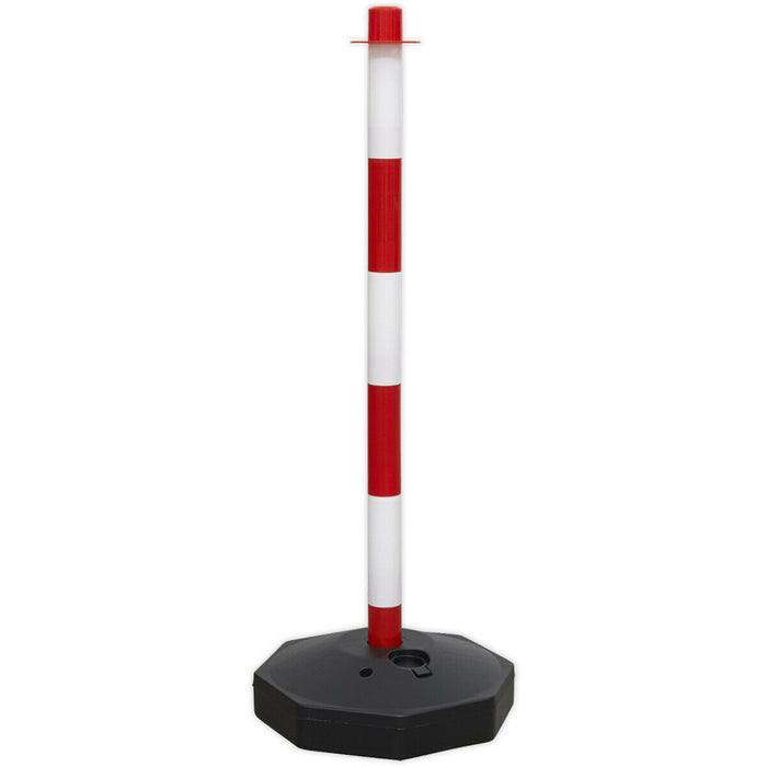 Red & White High Vis Post with Base - Electric Safety Barrier - Extends ys06842 Loops