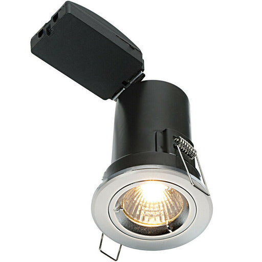 Fixed FIRE RATED GU10 Lamp Ceiling Down Light Chrome PUSH FIT FAST FIX Spotlight Loops
