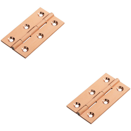 2x PAIR 64 x 35 x 2mm Cabinet Hinge Modern Satin Copper Cupboard Door Loops