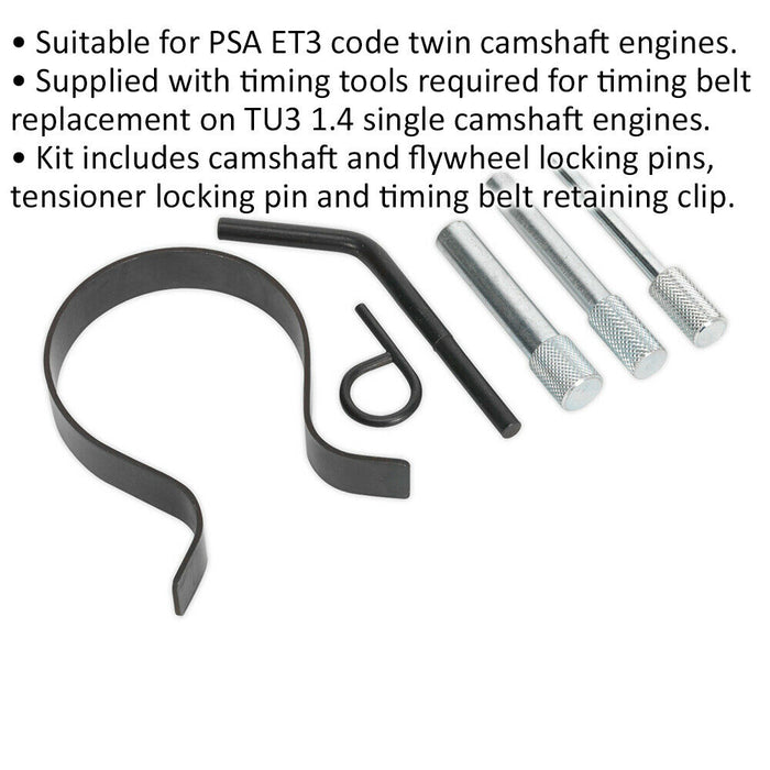 Petrol Engine Timing Tool Kit - BELT DRIVE - For Citroen & Peugeot TU3/ET3 1.4 Loops