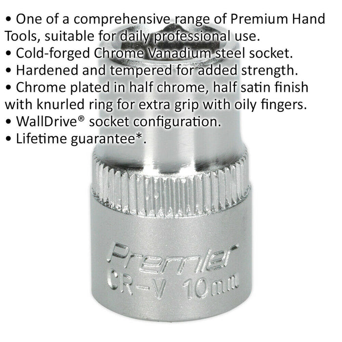 10mm Forged Steel Drive Socket - 3/8" Square Drive - Chrome Vanadium Socket Loops