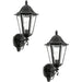 2 PACK IP44 Outdoor Wall Light Black & Silver Patina Up Lantern 1x 60W E27 Loops