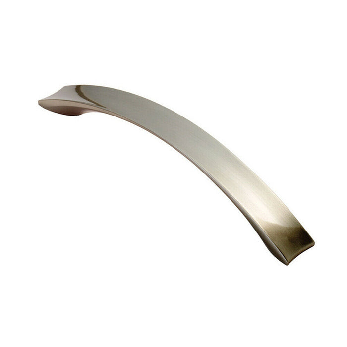 2x Concave Bow Cabinet Pull Handle 198 x 23mm 160mm Fixing Centres Satin Nickel Loops