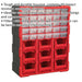 375 x 165 x 470mm 39 Drawer Parts Cabinet - RED - Wall Mounted / Standing Box Loops