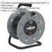 50m Cable Reel with Thermal Trip - 4 x 230V Plug Sockets - 3 x 1.25mm² PVC Cable Loops