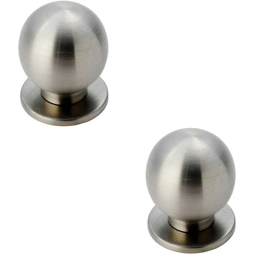 2x Small Solid Ball Cupboard Door Knob 25mm Dia Stainless Steel Cabinet Handle Loops