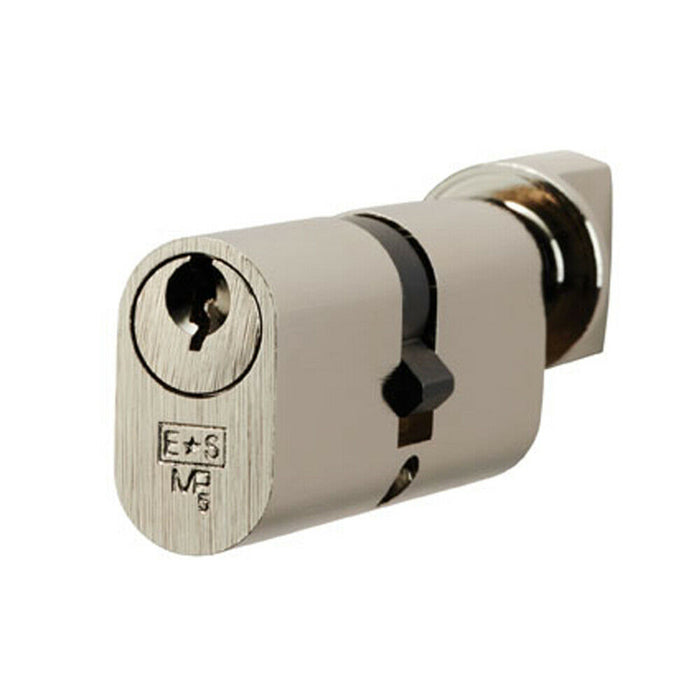 70mm OVAL Cylinder & Thumbrturn Lock Keyed to Differ 5 Pin Nickel Plated Loops