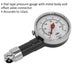 60psi Premium Tyre Pressure Gauge with Offset Valve Connector - Metal Body Dial Loops