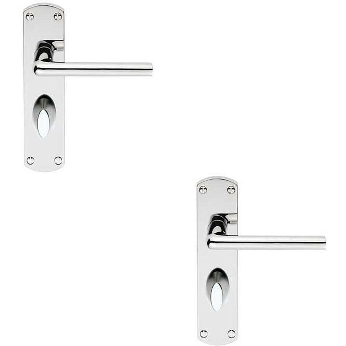 2x Rounded Straight Bar Handle on Bathroom Backplate 170 x 42mm Polished Chrome Loops