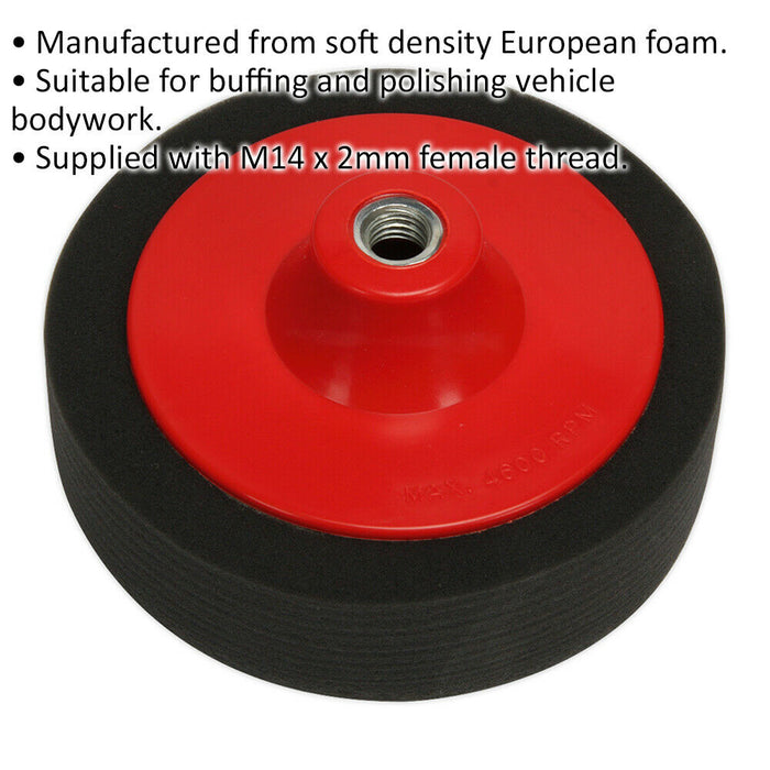 Buffing & Polishing Foam Head - 150 x 50mm - M14 x 2mm Thread - Soft EU Foam Loops