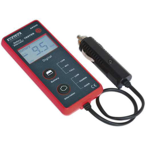 12V Battery & Alternator Tester - LED Display - Suits DC Systems - 250mm Cable Loops