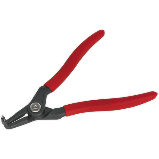 170mm Bent Nose External Circlip Pliers - Spring Loaded Jaws - Non-Slip Tips Loops