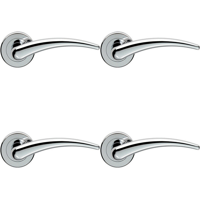 4x PAIR Arched Tapered Bar Handle on Round Rose Concealed Fix Polished Chrome Loops