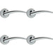 4x PAIR Arched Tapered Bar Handle on Round Rose Concealed Fix Polished Chrome Loops
