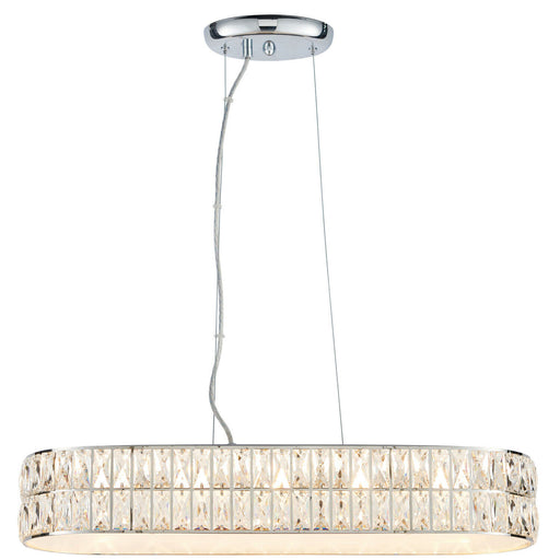 LED Ceiling Pendant Light 25W Warm White CHROME & CRYSTAL Wide Bar Table Lamp Loops