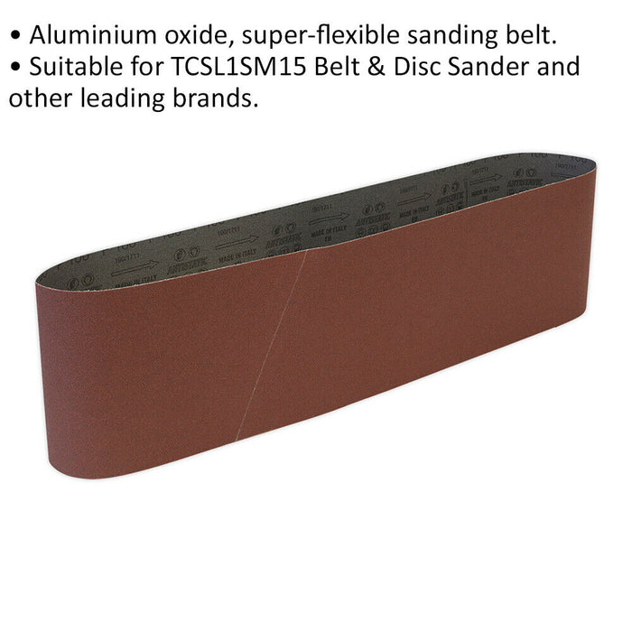 PREMIUM 150mm x 1220mm Sanding Belt - 100 Grit Aluminium Oxide Cloth Backed Loop Loops