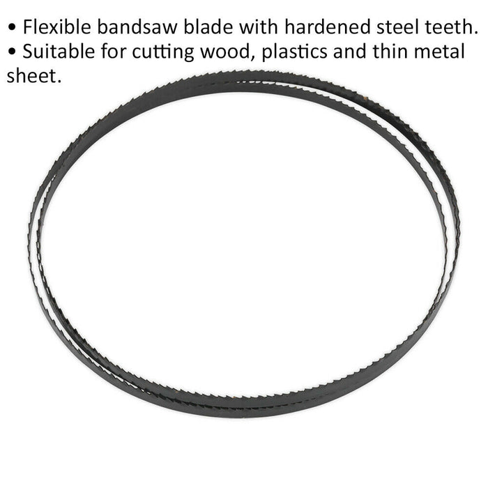 1400 x 6.5 x 0.35mm Bandsaw Blade Hardened Steel Teeth 10 TPI Wood Plastic Metal Loops