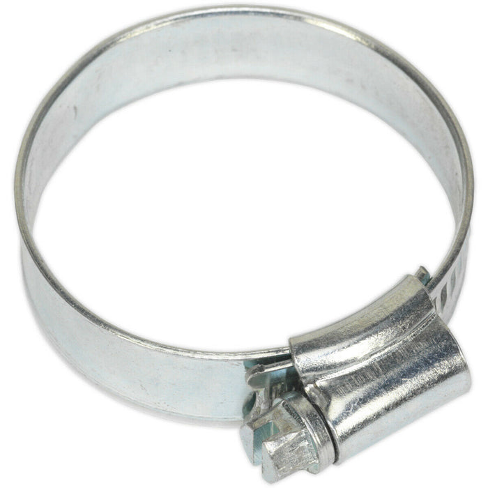 30 PACK Zinc Plated Hose Clip - 32 to 44mm Diameter - External Pressed Threads Loops