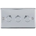 3 Gang 400W 2 Way Rotary Dimmer Switch CHROME Light Dimming Wall Plate Loops