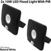 2x Outdoor Slim 10W LED Floodlight PIR Motion Sensor Security IP65 Waterproof Loops