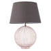 Table Lamp Dusky Pink Ribbed Glass & Charcoal Grey Cotton 40W E27 GLS Loops
