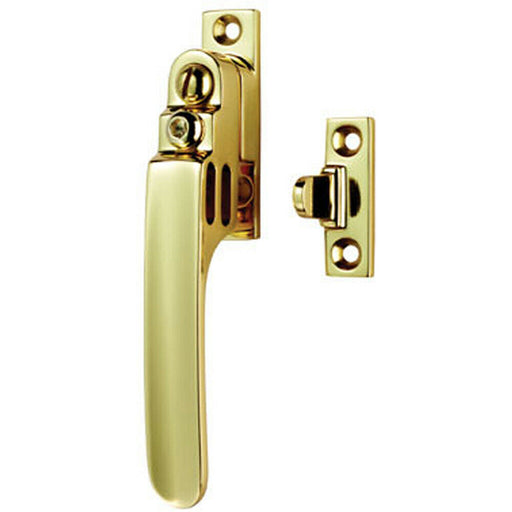 Locking Casement Window Fastener with Night Vent 16 x 60mm Polished Brass Loops