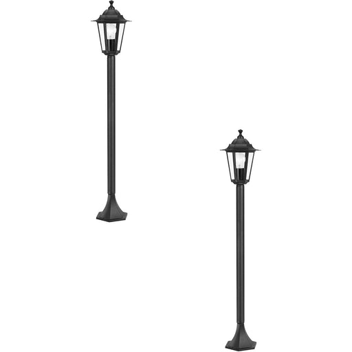 2 PACK IP44 Outdoor Bollard Light Black Cast Aluminium 60W E27 Tall Lamp Post Loops