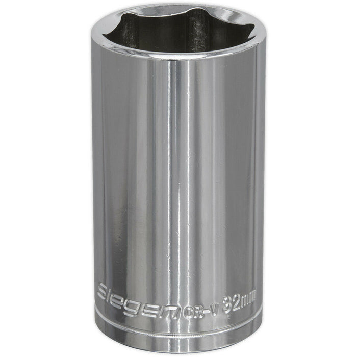 32mm Chrome Plated Deep Drive Socket - 1/2" Square Drive High Grade Carbon Steel Loops