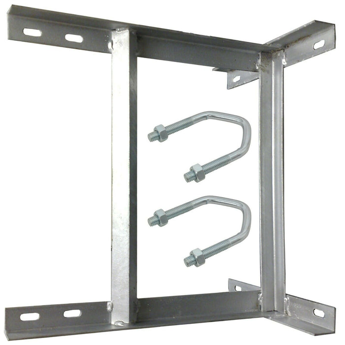 18" x 18" Galvanised TV Aerial Wall Mounting Bracket & V Bolts Pole Mast Install Loops