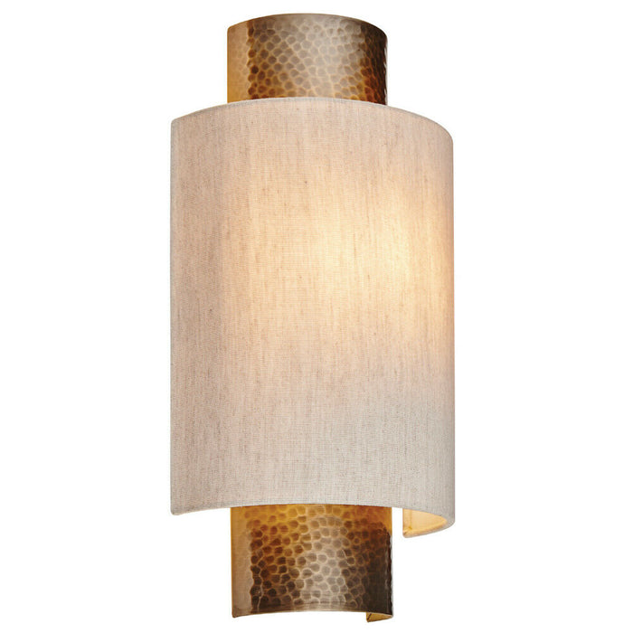 Dimmable Metal Wall Light Hammered Aged Bronze & Shade Semi Flush Lamp Fitting Loops