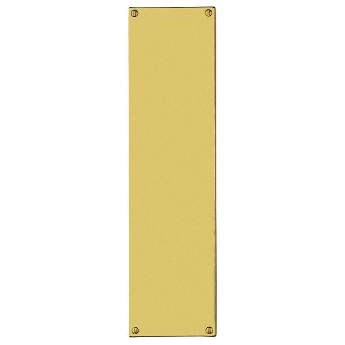 2x Flat 1.5mm Door Finger Plate 304 x 77mm Polished Brass Protective Push Plate Loops