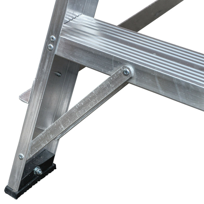 Fixed Step Ladder Hand Rails 1.7m Heavy Duty Double Sided Fixed Step Ladders Safety Handrail & Wide ...