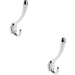 2x Heavyweight One Piece Hat & Coat Hook 76mm Projection Polished Chrome Loops