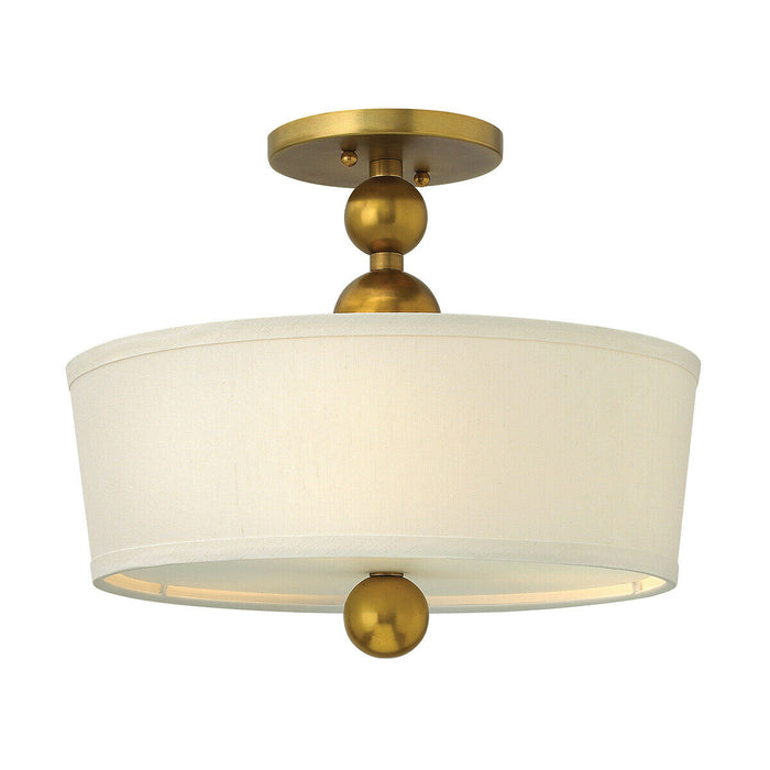 3 Bulb Semi Flush Light Material Shade Brass Spheres Vintage Brass LED E27 60W Loops