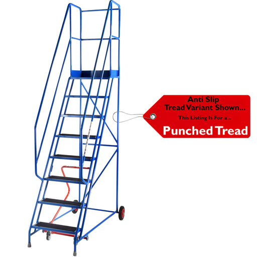 8 Tread Mobile Warehouse Stairs Punched Steps 3m EN131 7 BLUE Safety Ladder Loops