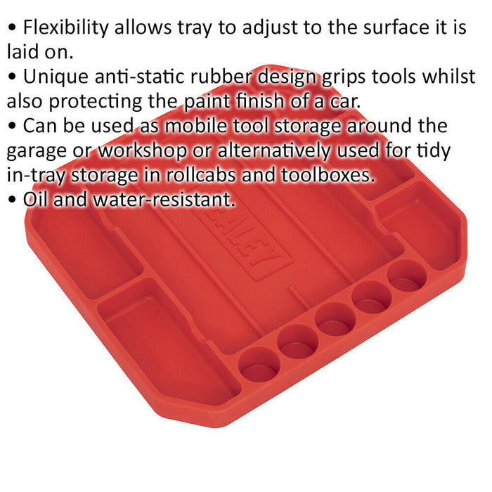 Non Slip Flexible Tool Tray - 275 x 225 x 30mm - Garage Workshop Tool Storage Loops