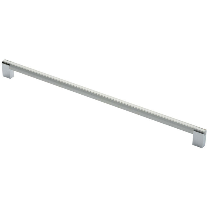 Multi Section Straight Pull Handle 448mm Centres Satin Nickel Polished Chrome Loops