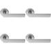 4x PAIR Flat Rectangular Bar Handle on Round Rose Concealed Fix Satin Chrome Loops