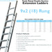 18 Rung Aluminium Double Section Extension Ladders & Stabiliser Feet 2.5m 4m Loops