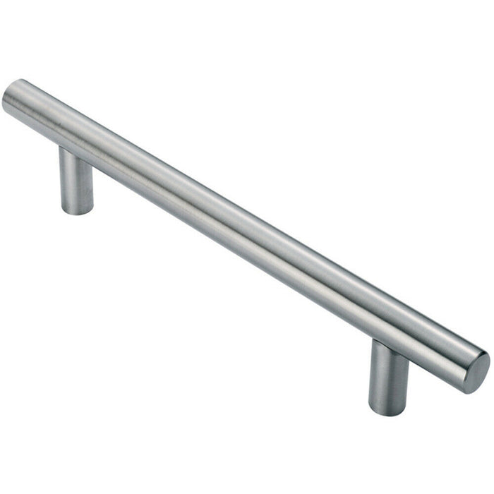 25mm Straight T Bar Pull Handle 300mm Fixing Centres Satin Stainless Steel Loops