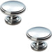 2x Ring Domed Cupboard Door Knob 38.5mm Diameter Polished Chrome Cabinet Handle Loops