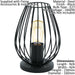 Table Lamp Desk Light Black Base & Small Wire Cage Shade 1 x 60W E27 Bulb Loops