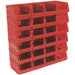 24 PACK Red 105 x 165 x 85mm Plastic Storage Bin - Warehouse Parts Picking Tray Loops