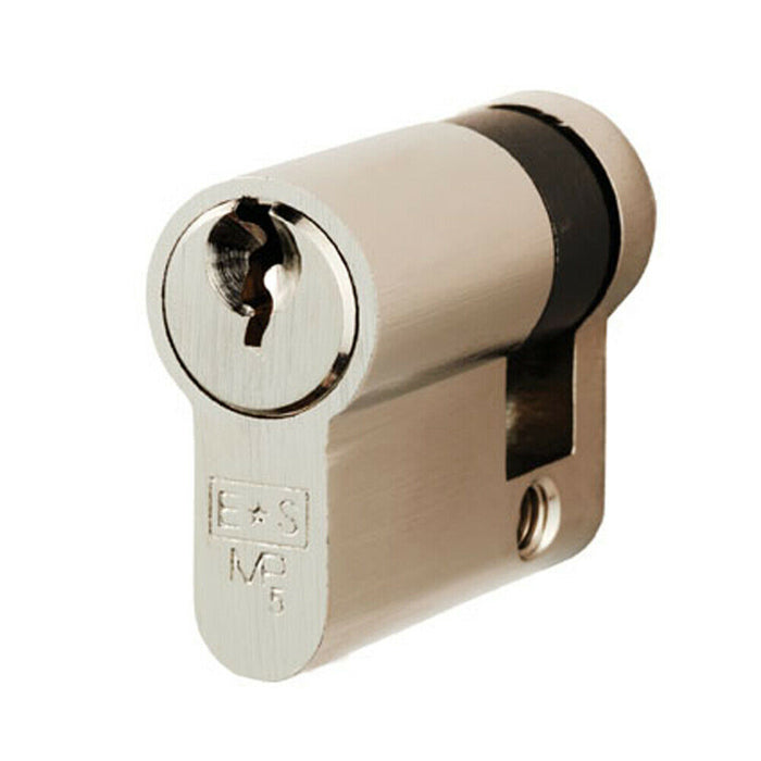 40mm EURO Single Cylinder Lock Keyed to Differ 5 Pin Nickel Plated Door Loops