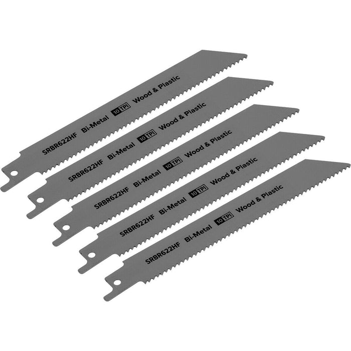 5 PACK 150mm Bi-Metal Reciprocating Saw Blade - 10 TPI - Milled Side Set Teeth Loops