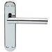 Door Handle & Latch Pack Chrome Round Straight Bar Lever Backplate 180 x 40mm Loops