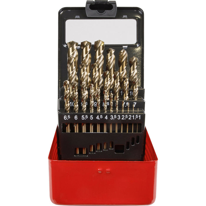 25 Piece Fully Ground HSS Cobalt Drill Bit Set - 1mm to 13mm - Split Point Tip Loops